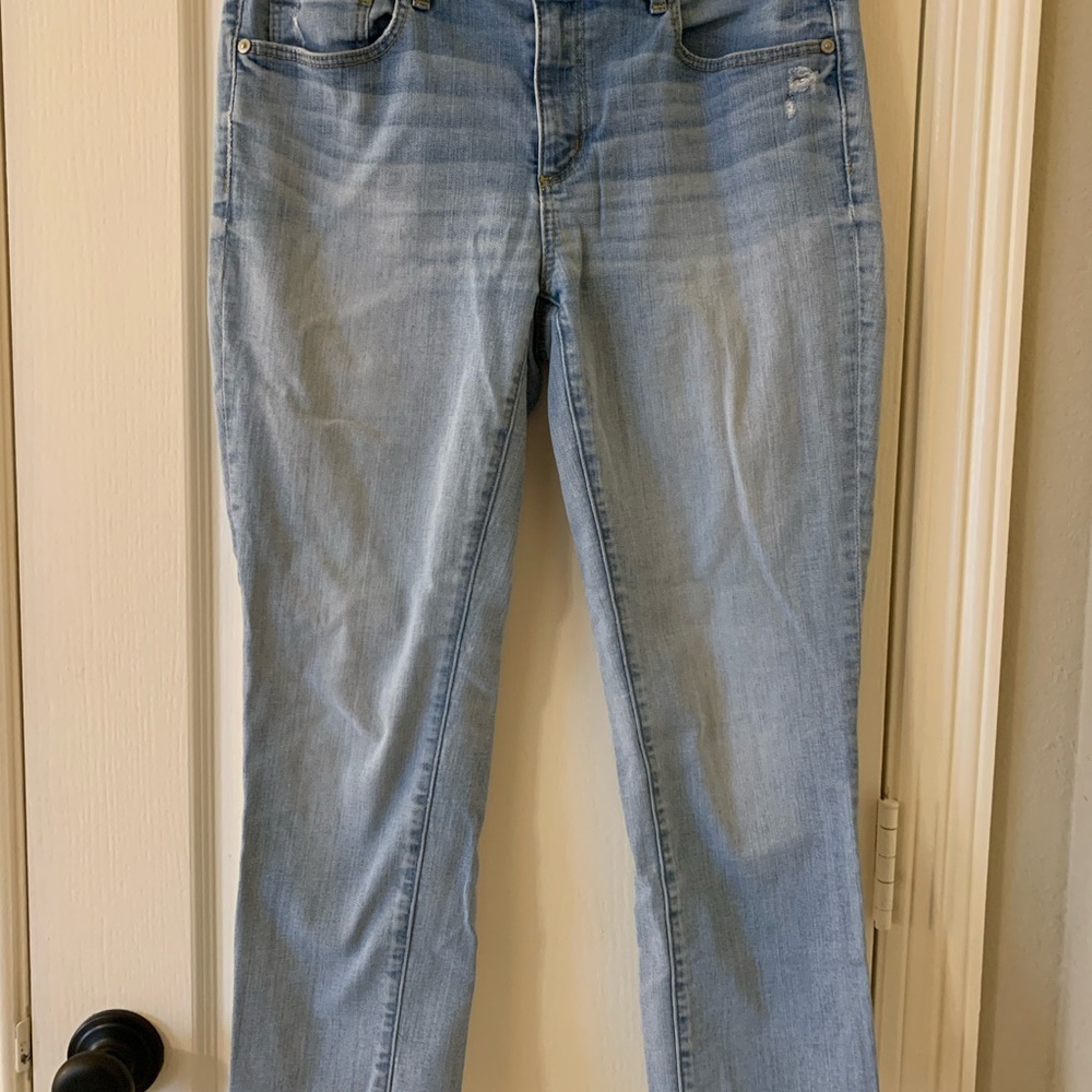 LOFT Blue Skinny Jeans with Faded Detailing